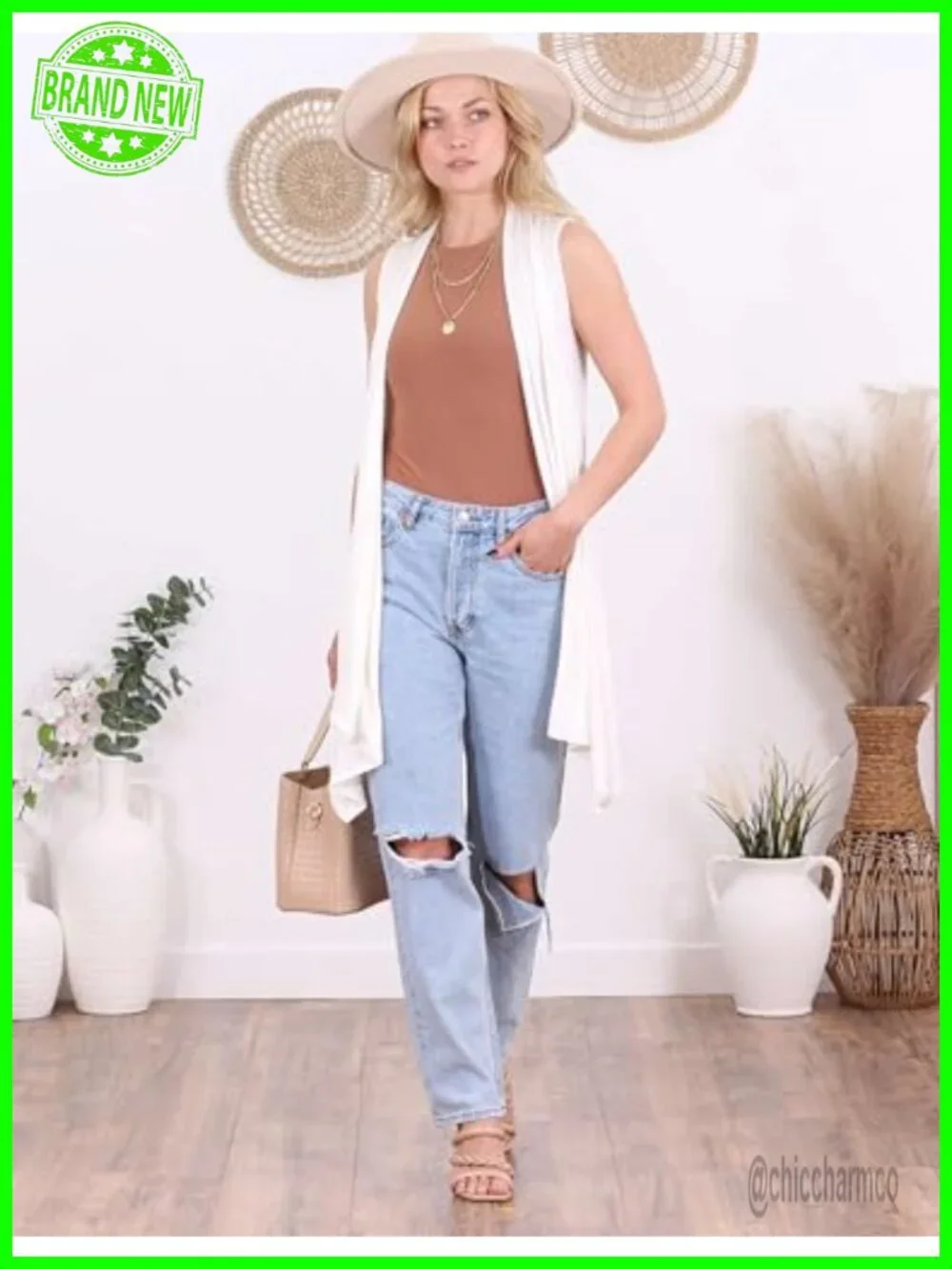 Sleeveless Cardigan Vest Open-Front Long Asymmetric Hem